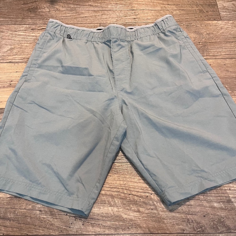 Voyager Mens Performance Hybrid Shorts Light Blue Gray Stretch Size Lg 9" Inseam